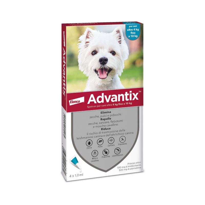 Advantix Spot-on per cani 4-10 kg - 4 pipette Advantix Spot-on per cani 4-10 kg - 4 pipette